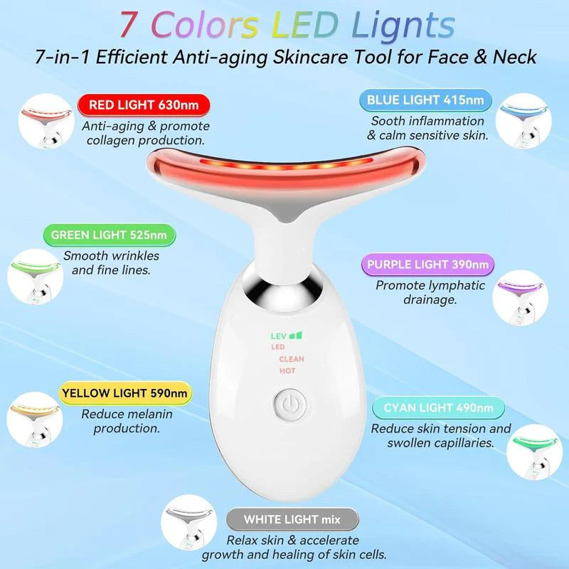 7-Color LED Face and Neck Massager heat and vibration massage diagram