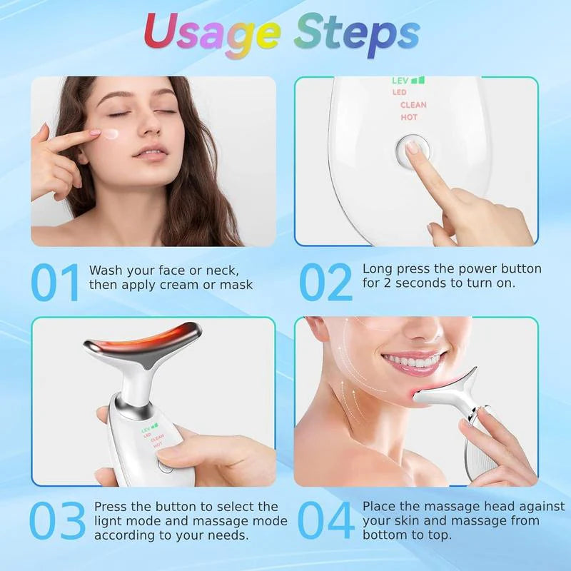 7-Color LED Face and Neck Massager how-to-use instructions
