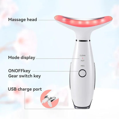 7-Color LED Face and Neck Massager side view highlighting curved design and controls