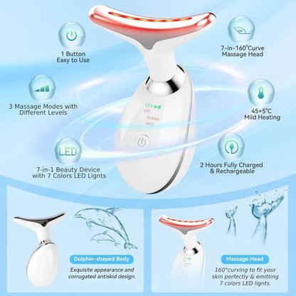 7-Color LED Face and Neck Massager showing all 7 LED light color modes