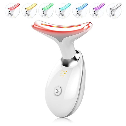 7-Color LED Face and Neck Massager feature overview: LED light therapy and heat function